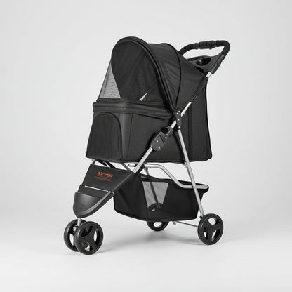 The Growing Mart Foldable 3 Wheel Pet Stroller with Brake for Safe Travel