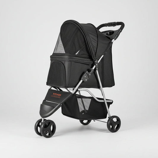 The Growing Mart Foldable 3 Wheel Pet Stroller with Brake for Safe Travel