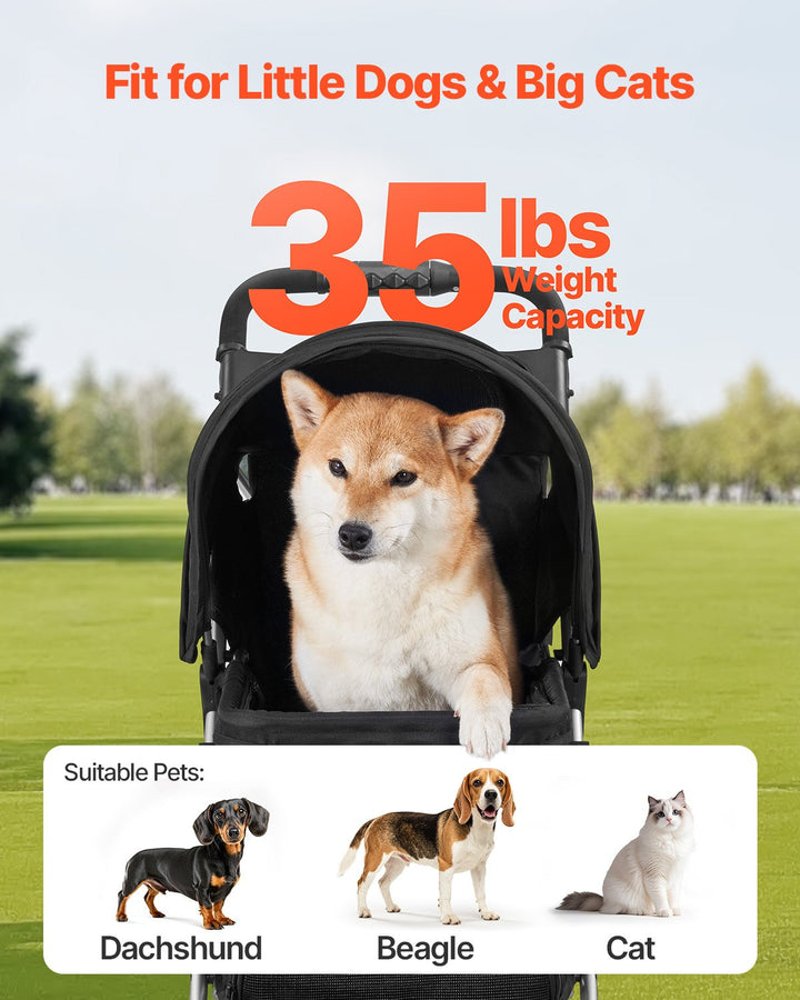The Growing Mart Foldable 3 Wheel Pet Stroller with Brake for Safe Travel