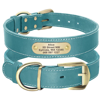 The Growing Mart Personalized Leather Dog Collar with Engraved Name Plate