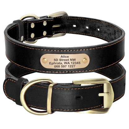The Growing Mart Personalized Leather Dog Collar with Engraved Name Plate