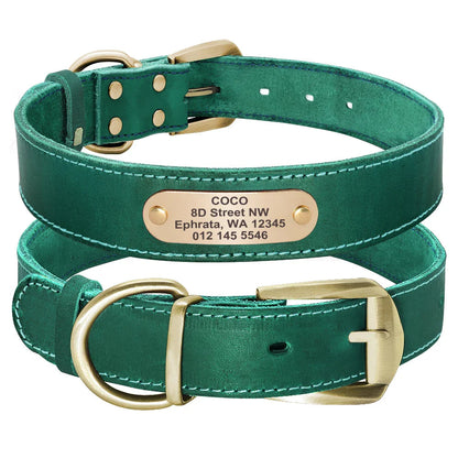 The Growing Mart Personalized Leather Dog Collar with Engraved Name Plate