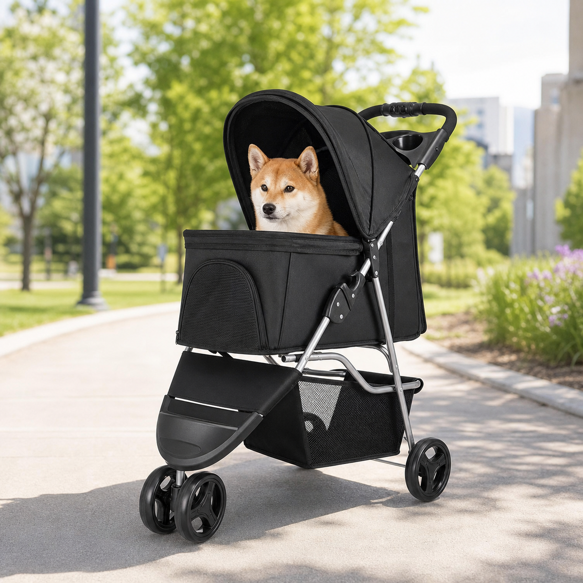 Foldable 3-Wheel Pet Stroller with Brake - product image 4